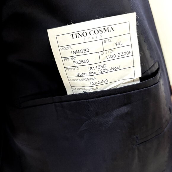 Tino Cosma Men Sport Coat NWOT Blazer 44L Superfine 120's Wool Suit Jacket Peak - Picture 8 of 10